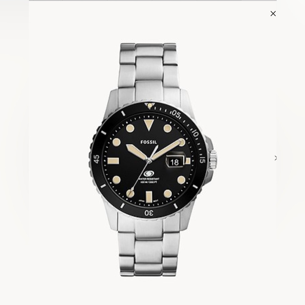 FOSSIL FS5952 Silver Dive Watch Japan Movement NIB